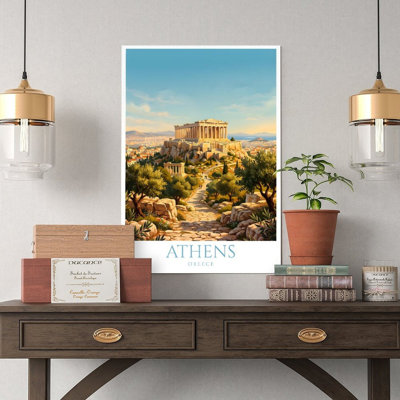 Canvas Wall Art Athens Greece Ancient Temple Scene Poster Vintage Poster Print Home Decor