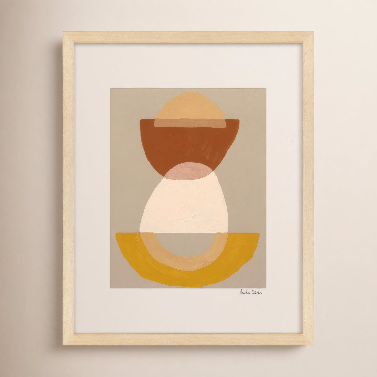 Composition 01 Print by Andrea Stokes, Brown Framed, 38" H x 30" W x 1.25" D