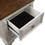 Élégante table de chevet bicolore grise et brune - 2 tiroirs, mobilier de chambre en bois