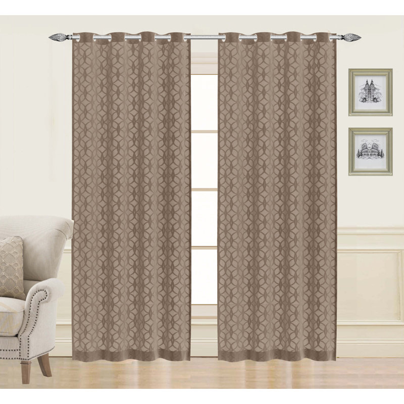 Panneau de rideau simple à oeillets semi-transparents circle Clarinda, Taupe