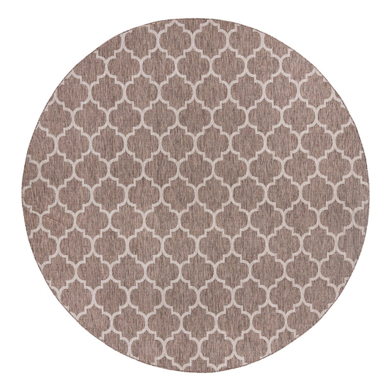 Hampstead Geometric Brown Indoor/Outdoor Area Rug, Round 13'