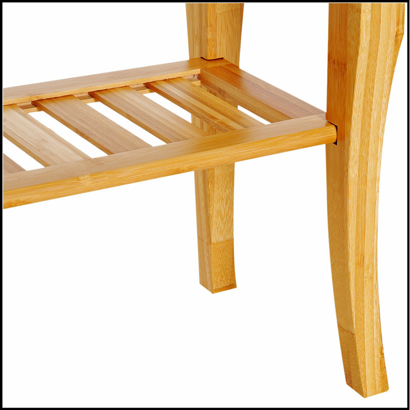 Long banc de douche en bambou, tabouret de douche spa en bois de 20 po avec tablette de rangement en dessous