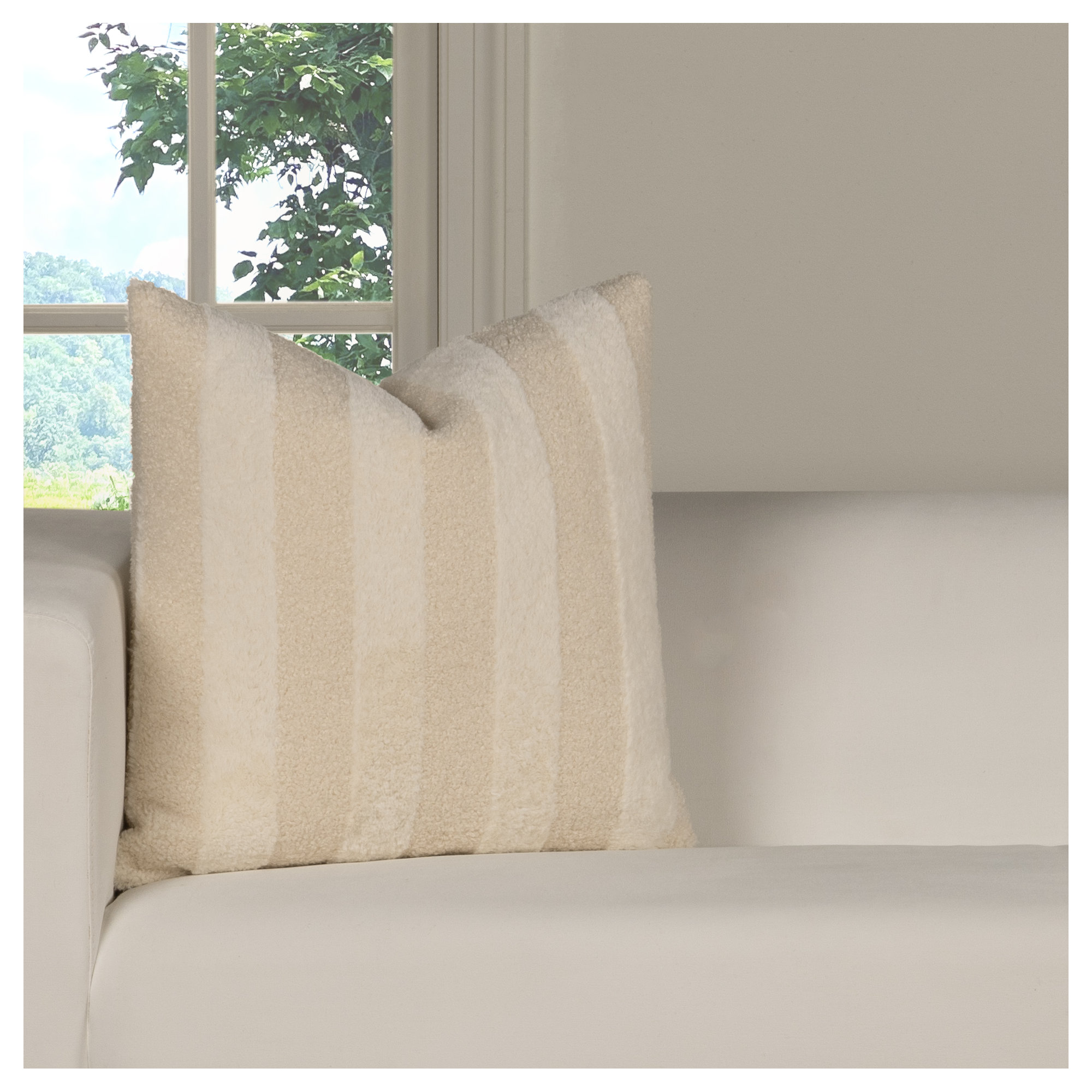 Prudence Cream 20" x 20" Throw Pillow, Square 22", Brown Geometric, Polyester