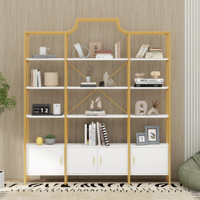 Bibliothèque à 4 niveaux avec tablette d'armoire de rangement