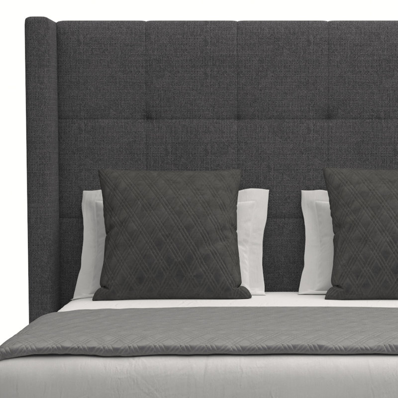 Lit standard capitonné Esparto à profil bas, Gris anthracite, Grand (haut)