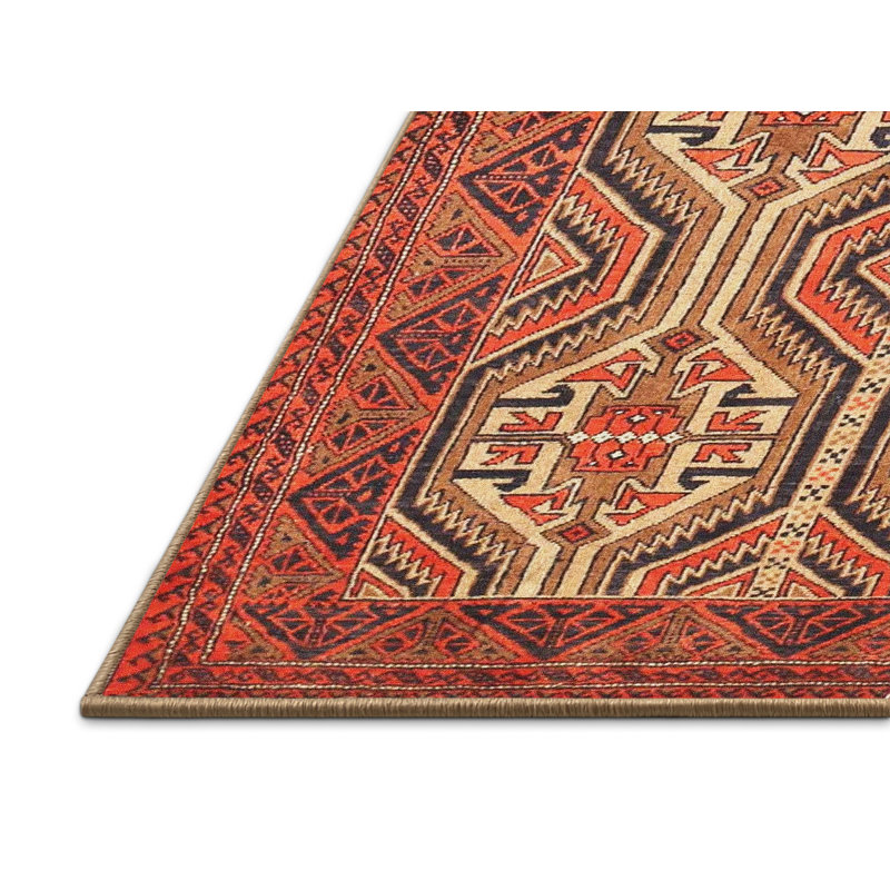 Tapis traditionnel rouge / beige Gaelan, Rectangle 2 pi x 3 pi