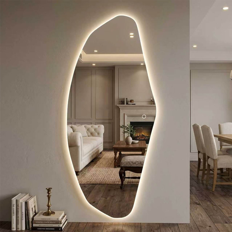 71" x 32" Irregular Cloud-Shaped Frameless LED Full Length Mirror, 3-Color Dimmable Backlit Mirror for Bedroom, Dressing Room, Entryway