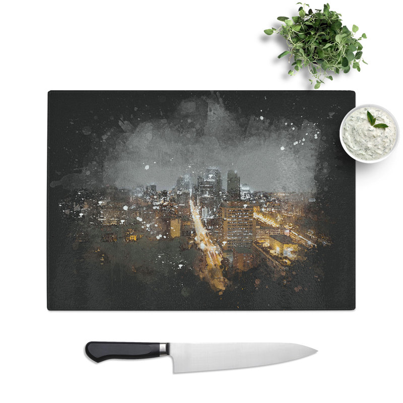 Montreal Skyline Vol.3 Paint Splash Chopping Board, 20cm W x 28.5cm L