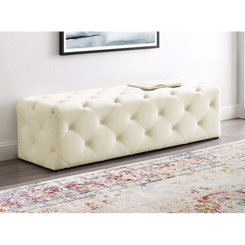 Banc de hall d'entrée capitonné Modway Amour, Ivoire, H 16,5 po x l 60 po x P 19 po