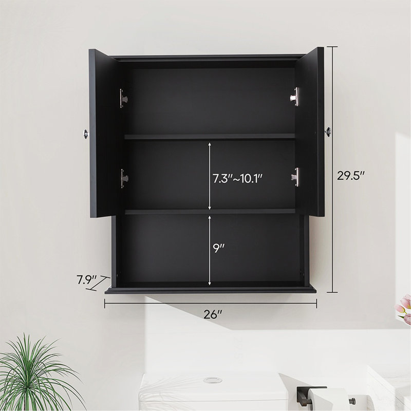 Upgraded Bathroom Wall Cabinet Over The Toilet Storage Cabinet Wall Mounted Storage Cabinet Wooden Medicine Cabinets, Black
