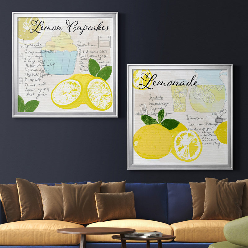 «Lemon Cupcakes», ensemble de 2 reproductions d'impressions, H 22,5 po x l 45 po x P 1,5 po, Pas de tapis