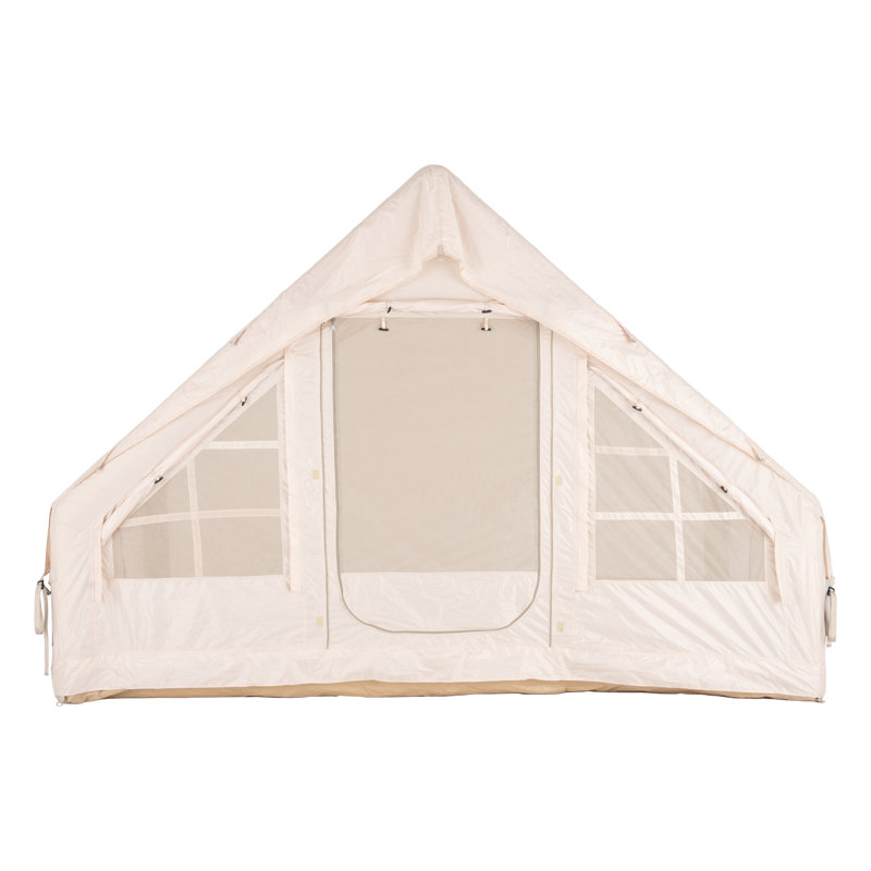 Tente de camping gonflable avec pompe, Beige