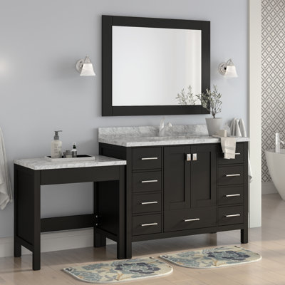 Ensemble de meuble-lavabo de salle de bain simple avec miroir 78 po Carrasquillo