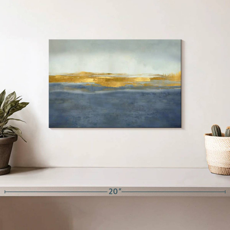 Avery Linear Gold On Blue, 8" H x 12" W