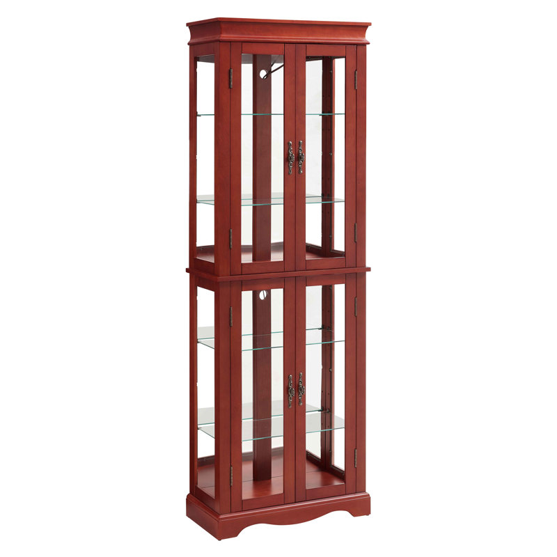 Armoire vitrée éclairée vitrine de rangement vitrine à jouets en bois pour la cuisine du salon, Noyer