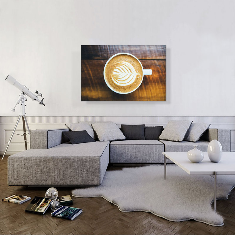 Espresso Coffee Cup Coffee Shop Decor - reproduction de photo sur toile tendue, H 26 po x l 40 po x 1,5 po