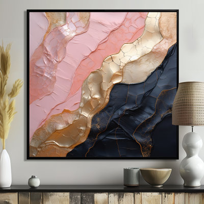 Minimalism Pink Gold Poteries - Abstract Spirals Wall Art