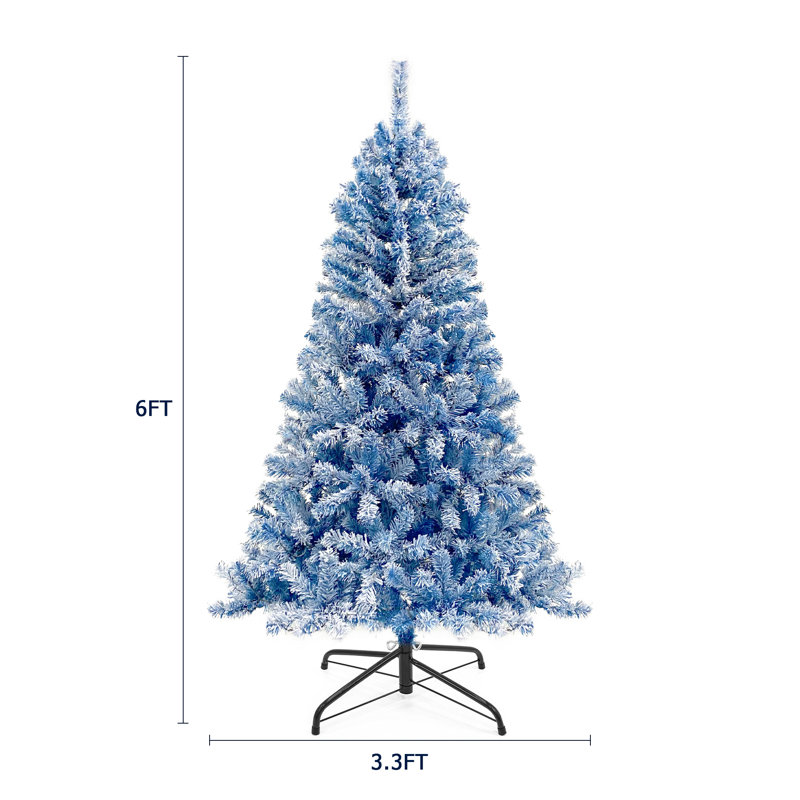 Sapin de Noël artificiel à charnière enneigé 6 pi avec 750 branches, sapin de Noël avec base stable