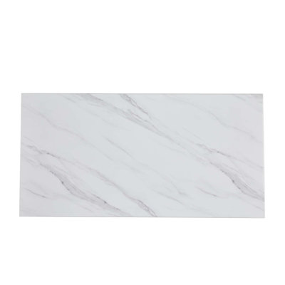 Modern Minimalist Dining Table with Marble Pattern Top and Easy Assembly