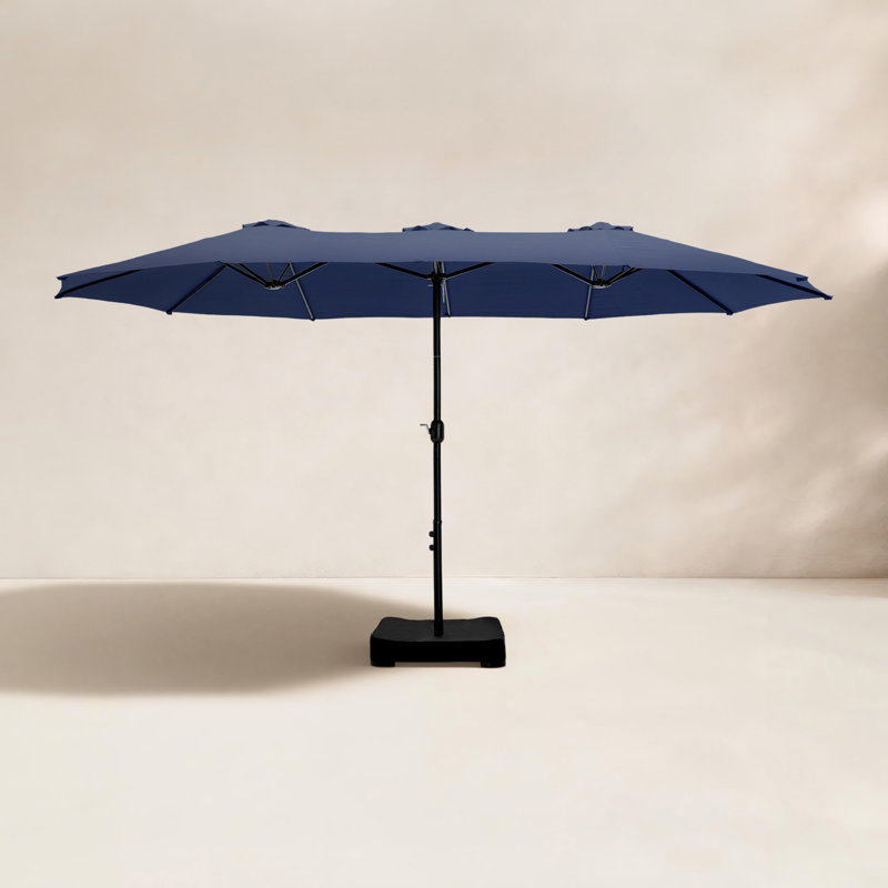Parasol de marché rectangulaire de 15 pi x 9 pi avec base Nyasia, bleu marine (sable non inclus), Marine