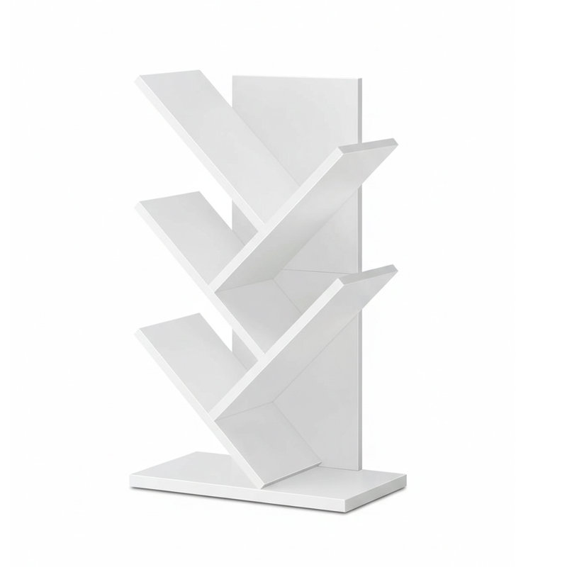 Cloud White 5-Tier Tree Bookshelf Space-Saving Corner Shelf