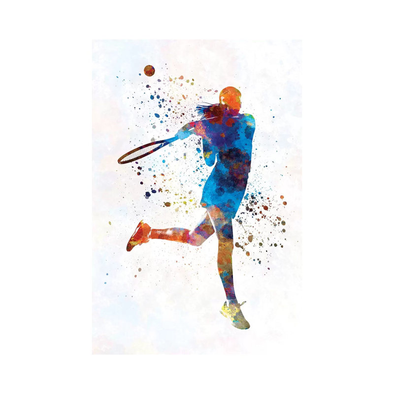 Woman Tennis Player 03 by Paul Rommer - Painting on Canvas, Wrapped Canvas, 66.04 cm H x 45.72 cm W x 1.91 cm D