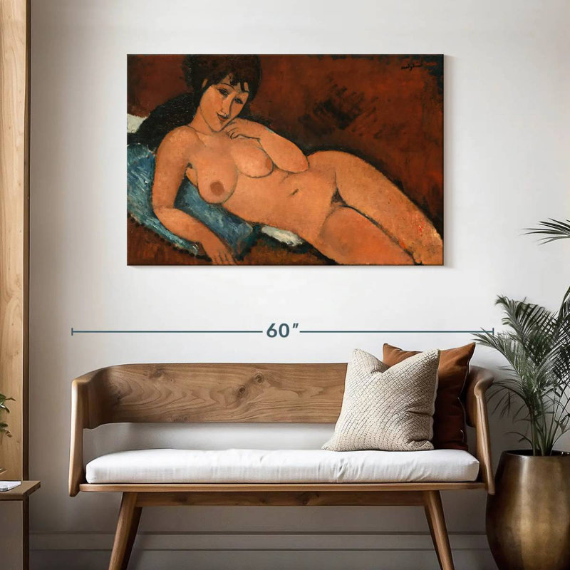 Nude On A Blue Cushion, H 30 po x l 45 po