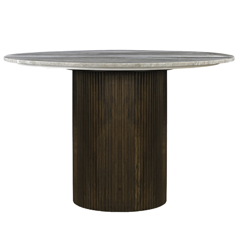  Shropshire Marble Top Pedestal Table w/ Reeded Cylinder Base