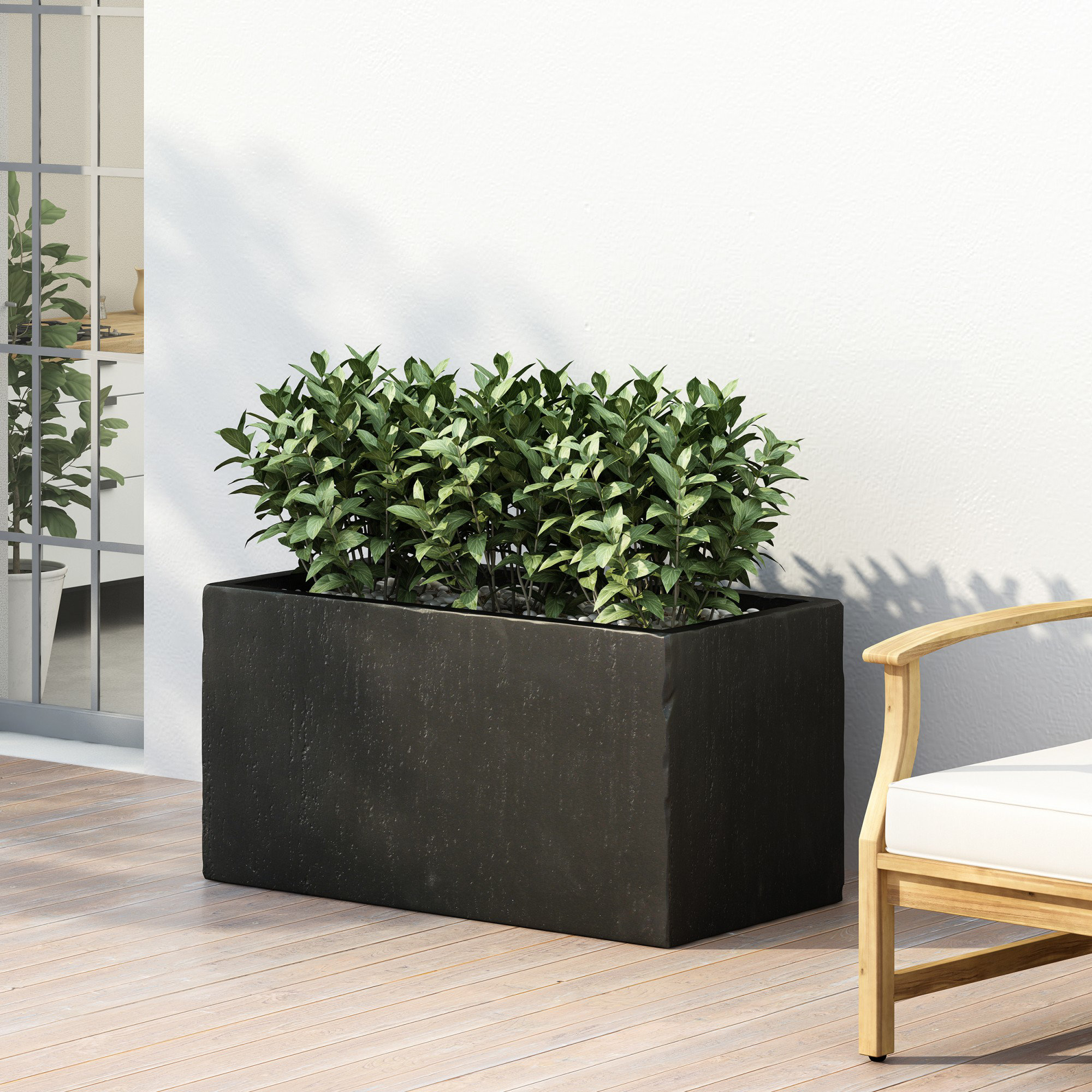 Shiner Lightweight Concrete Planter Box Set, 1, Black, 18" H x 35.25" W x 18" D