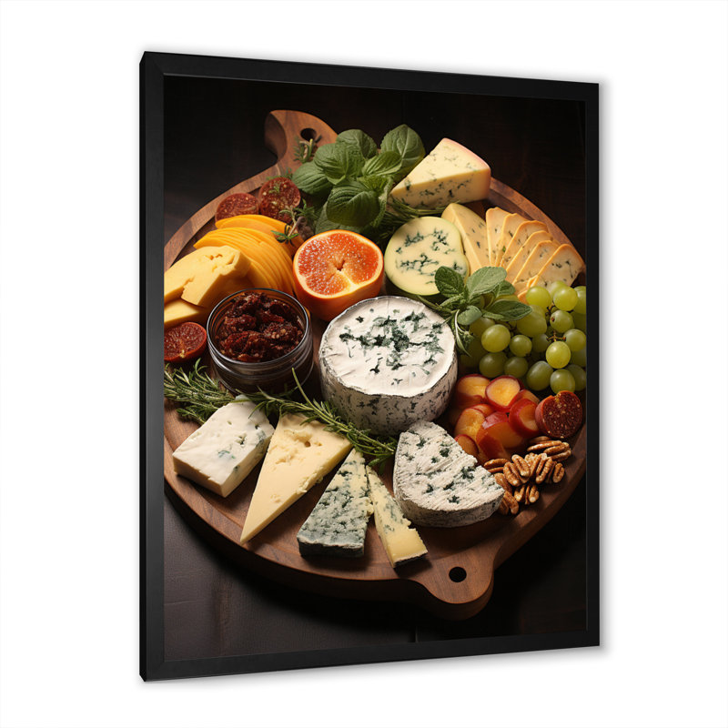 «Food Gourmet Cheese Board I», reproduction sur toile, Cadre photo noir, H 44 po x l 34 po x P 1,5 po