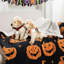 Jeté Smoufy d'Halloween, jetés en molleton orange et noir pour lit et canapé -116623322