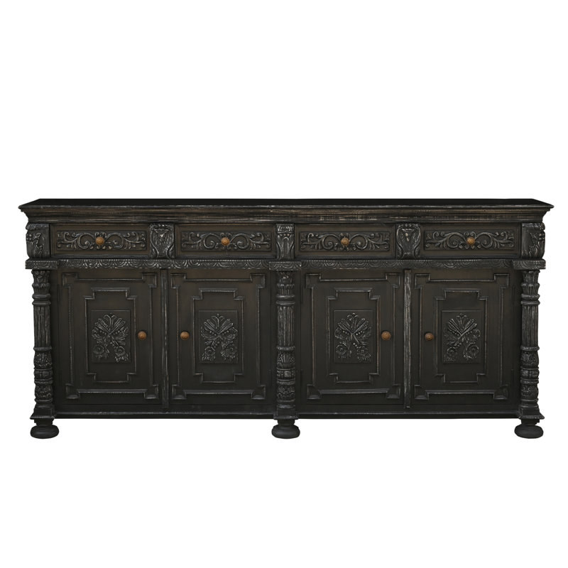  Berlene Solid Wood Sideboard, 89" W, Black