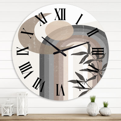 Abstrait soleil et lune en gris et bleu - horloge murale moderne