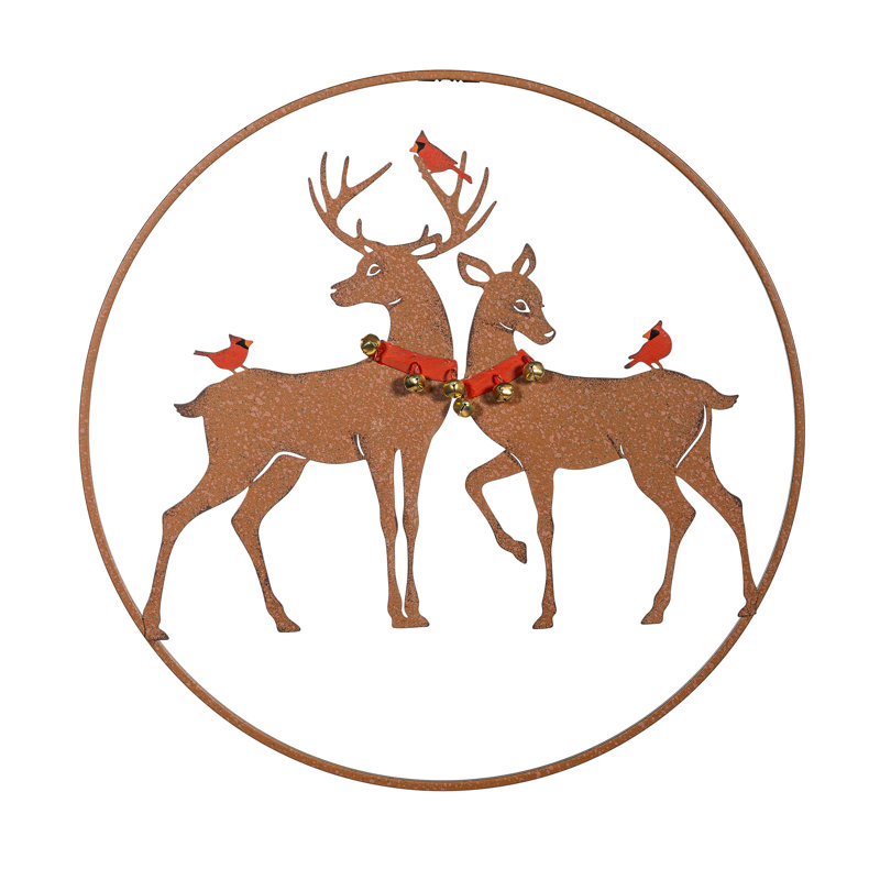 Round Reindeer Metal Wall Décor
