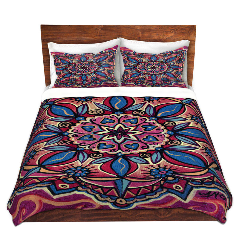 Ensemble de housse de couette ram marie cheung mandala love, 1 housse simple + 1 taie standard