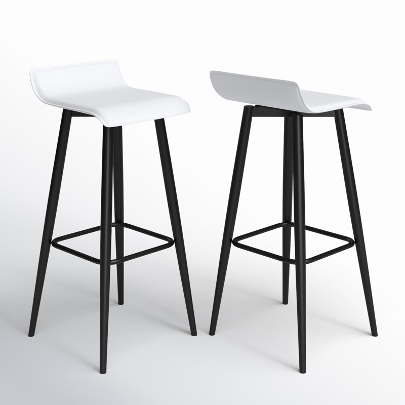 Vannatta Contemporary Fixed-height Bar Stool, White