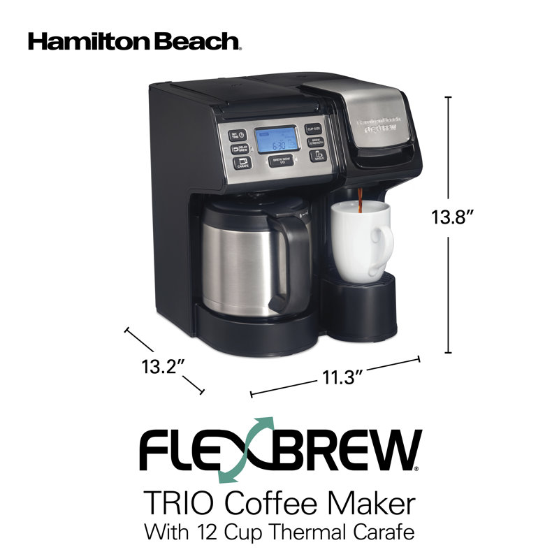 Machine à café Hamilton Beach Flexbrew Trio avec carafe thermique en acier inoxydable 12 tasses
