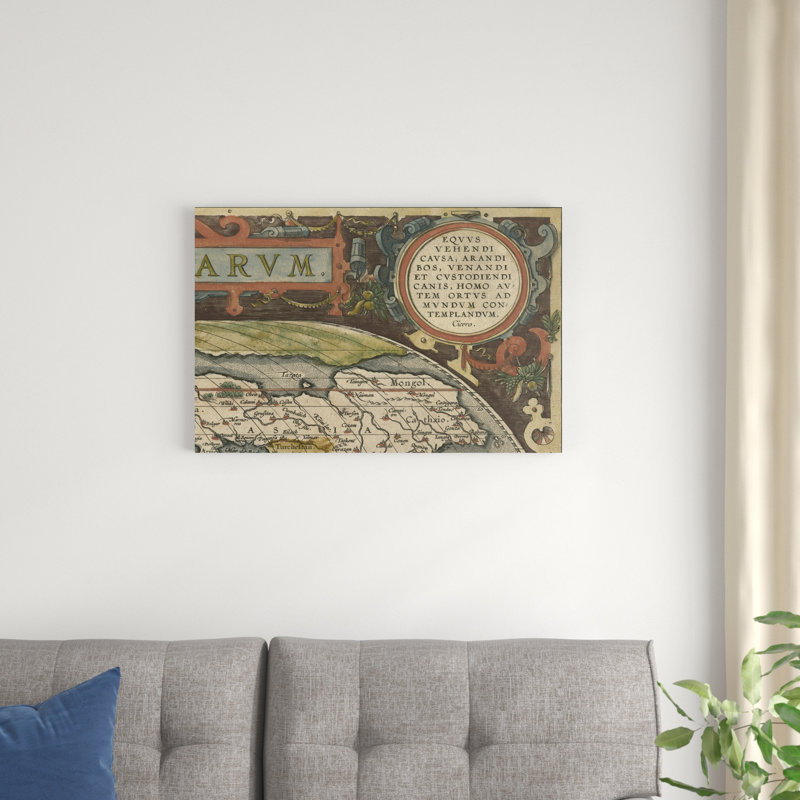 Mappemonde antique grille III, H 20 po x l 30 po x P 1,25 po
