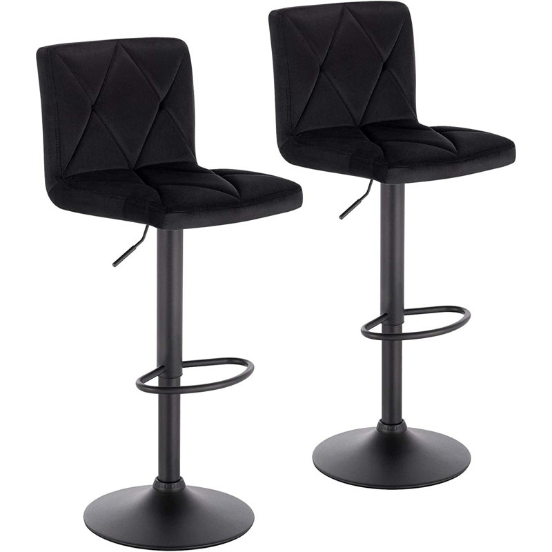 Latresha Swivel Upholstered Adjustable Height Counter Stool with Metal Frame, Black