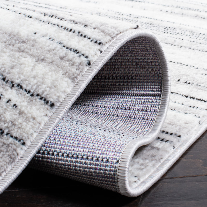 Melby Abstract Gray/Ivory Area Rug, Rectangle 6' x 9'