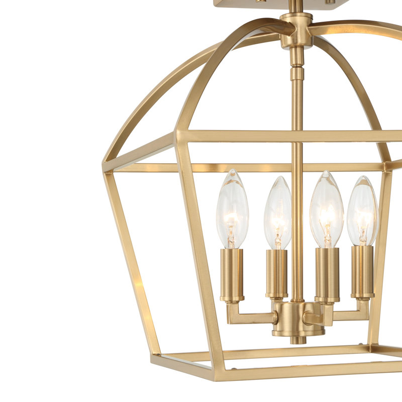 Plafonnier semi-encastré à 4 lumières, Brass