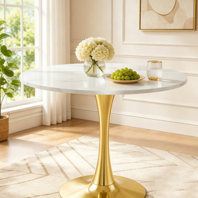 31.5-Inch Round Tulip Table with White Finish