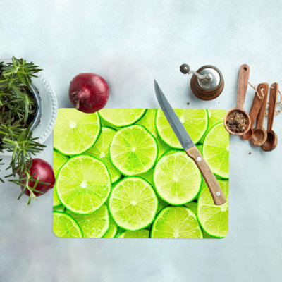 Planche de service moderne en verre à thème citron, idéale pour le fromage et autres portions