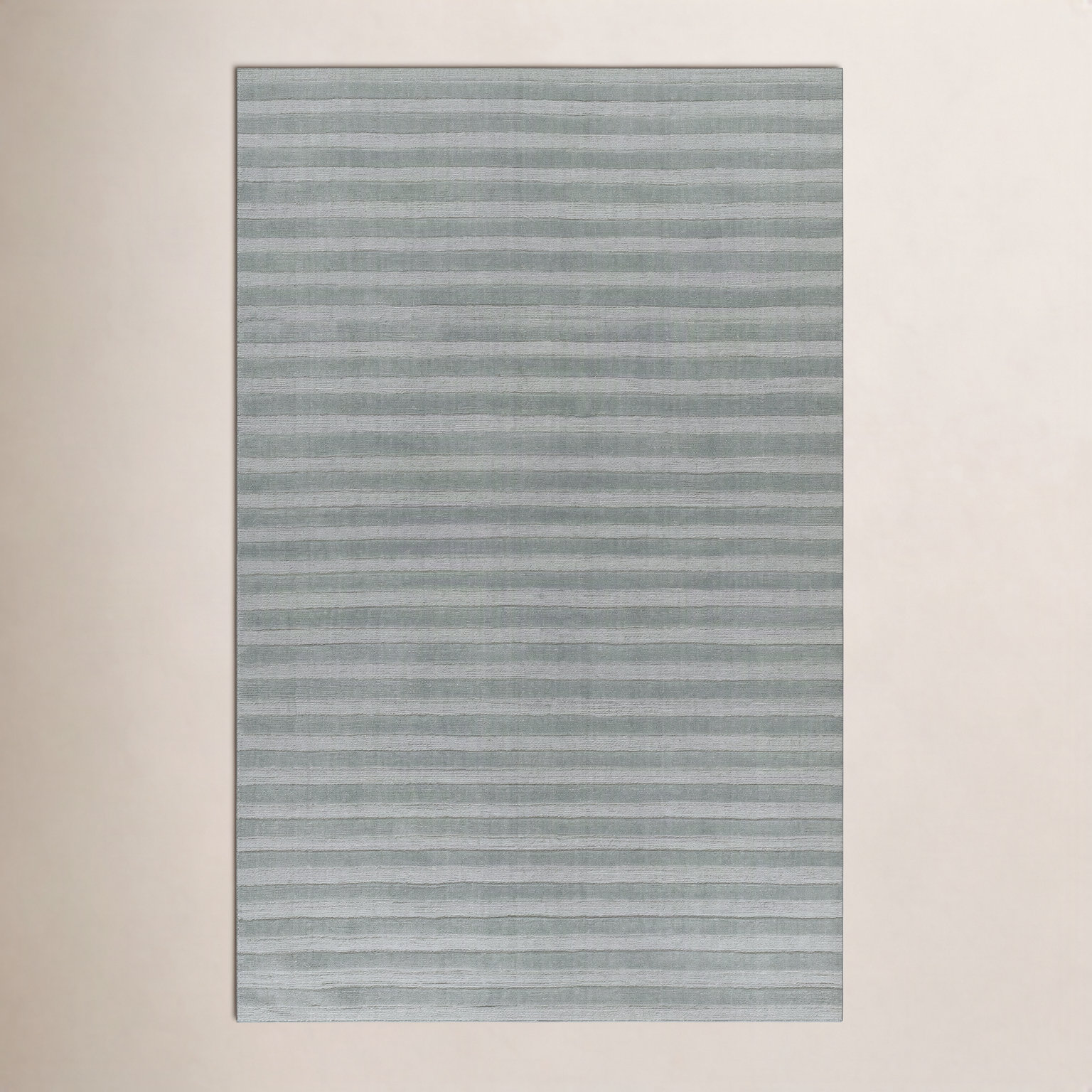 Aldery Light Blue Hand-Loomed Striped Wool Rug, 5' X 8'