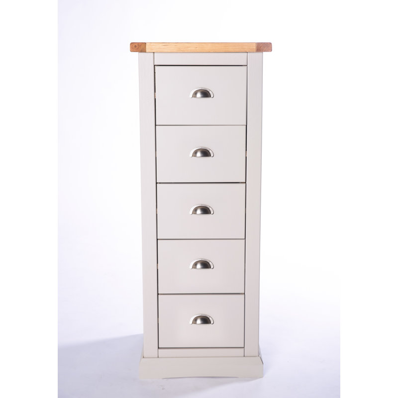 Cristopher 45cm W 5 - Drawer Chest of Drawers, Chrome, Grey/White
