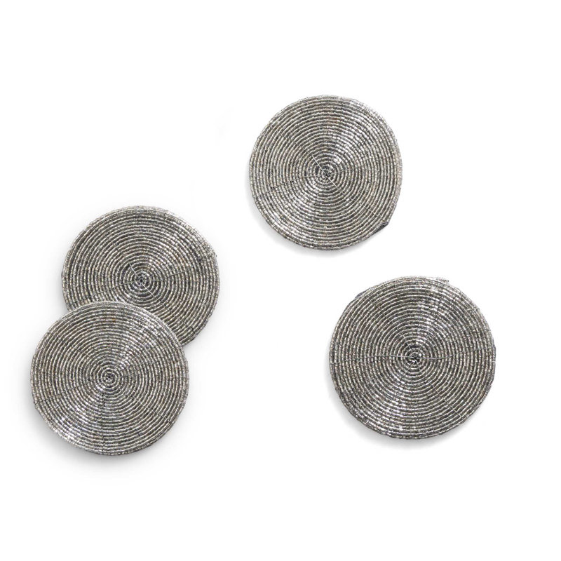 Sous-verre en verre argenté, ensemble de 4, Argent