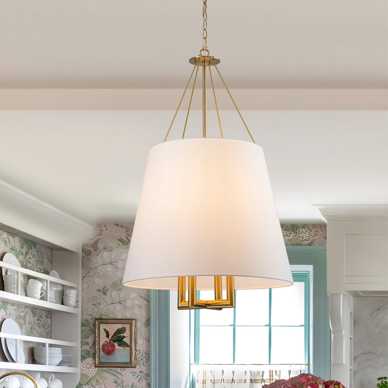 4 - Light 22" Cone Pendant With Fabric Shade