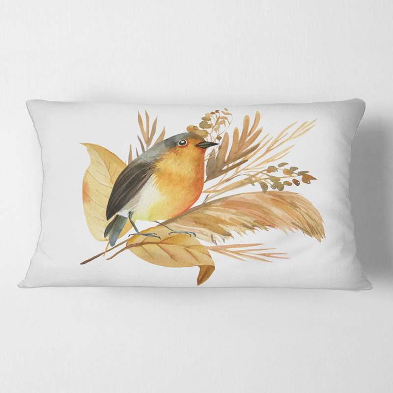 Housse et insert d'oreiller rectangulaire Robin Bird and Flowers