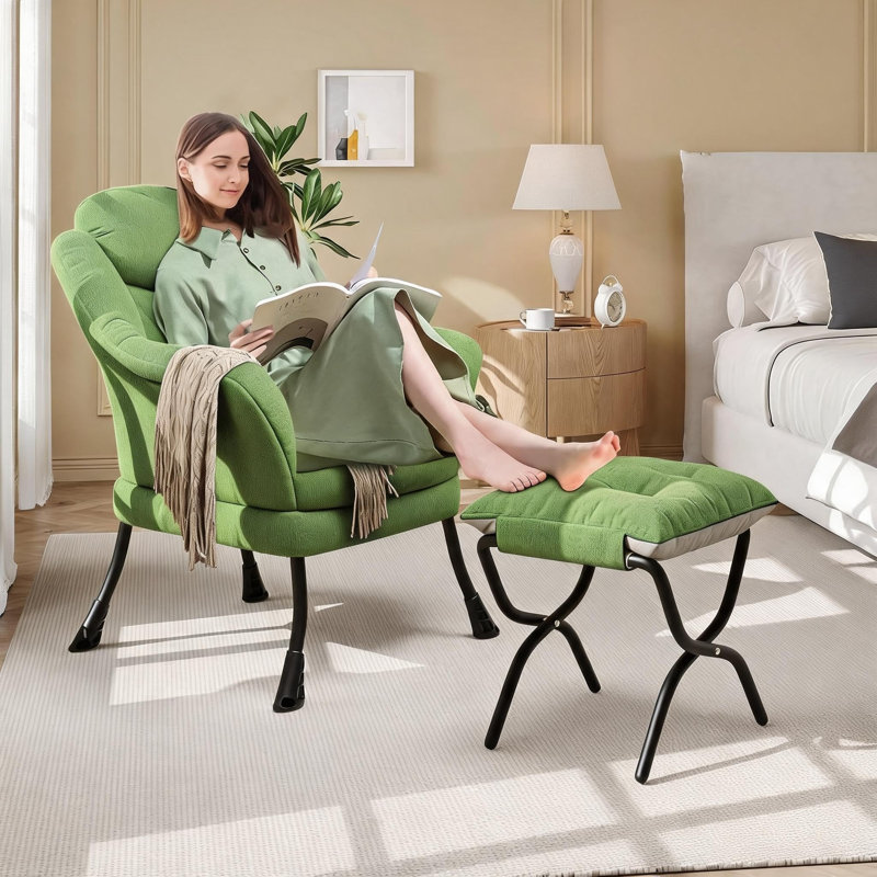Upholstered Bean Bag Chair, Green