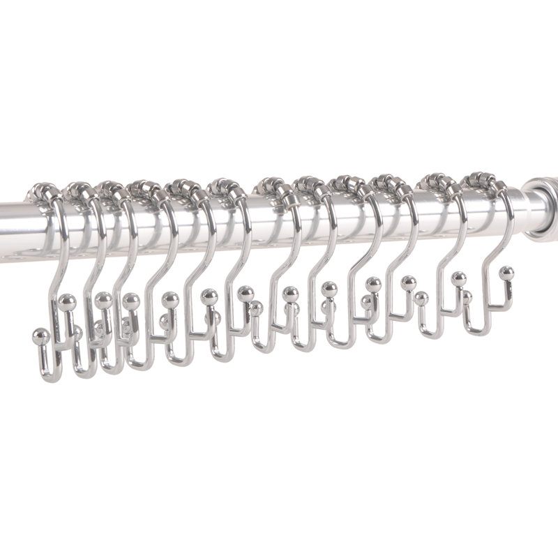 Crochets de rideau de douche à double marche en métal résistants à la rouille Utopia Alley, crochets de douche en métal Easy Glide pour salle de bain, ustensiles de cuisine, rideaux, vêtements, serviettes, etc. - ensemble de 12, chrome